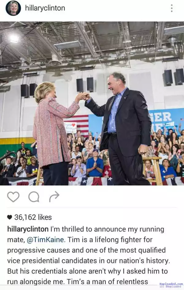 Hillary Clinton Chooses Tim Kaine As Running Mate